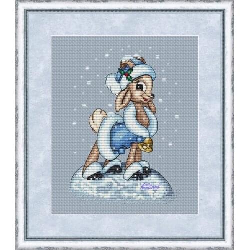 -Fashionable Lady Goat 23-28 Cross Stitch Set Chinese Cross-stitch Kit Embroidery Needlework Craft Packages Cotton Fabric Floss