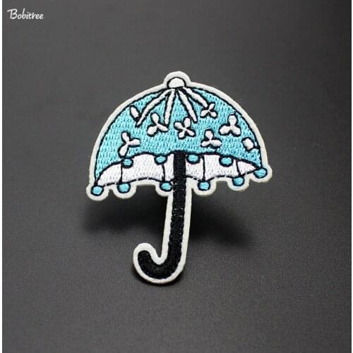 Girls Embroidered Patch Clothes Decoration Iron on Patches Fashion Blue Umbrella Apparel for Jacket Jeans Bagdes