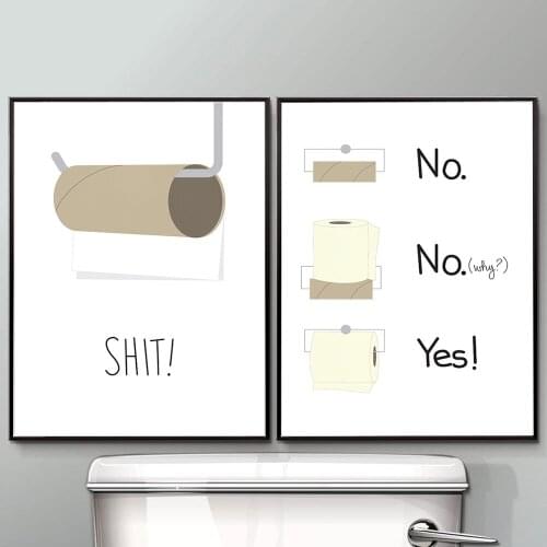 Wall Art Canvas Painting Funny Bathroom Rules Sign Nordic Black White Poster Prints Humour Pictures Toilet Home Decor
