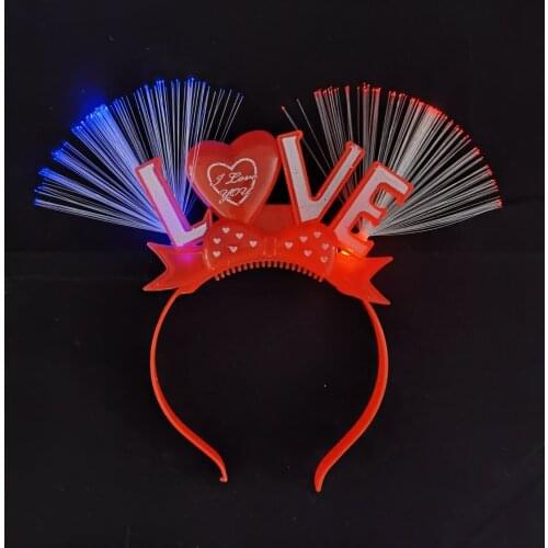 New light-emitting optical fiber love headdress flash 2020 head buckle hair band happy New Year headband concert wholesale