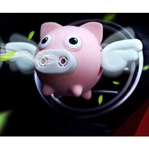 Car Freshener Cute Shaking Wings Pig Doll Perfume Clip Aroma Diffuser Auto Air Vent Solid Balm Fragrance Smell Air Purifier Gift