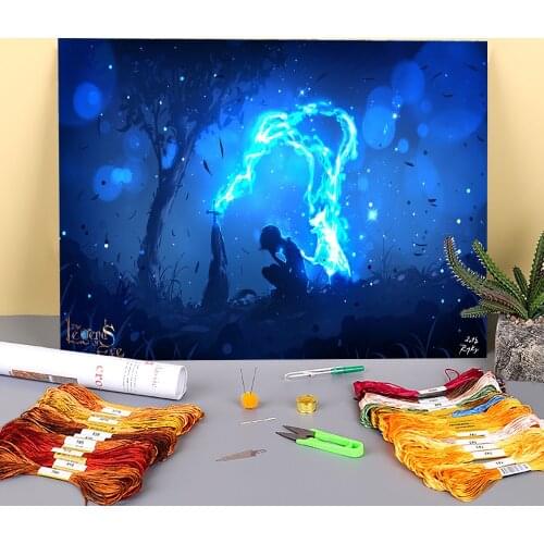 Scenery I Miss You! Printed Canvas 11CT Cross-Stitch Full Kit Embroidery DMC Threads Knitting Handicraft Hobby Decor