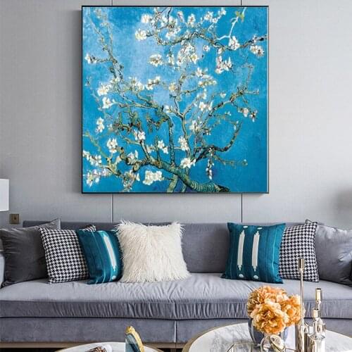Nordic Modern Impressionism Vincent Van Gogh Famous Almond Blossom Flower Poster and Print wall art Picture home decoration