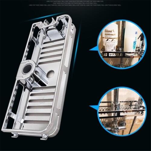 Shower Shelf Rectangle Detachable Lifting Storage Tray Rack Plastic Holder Saving Space Kitchen Bathroom Accessories