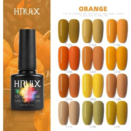 HNUIX Semi-Permanent Soak Off UV Gel Nail Polish Varnish Soak-Off Pure Color Pumpkin SeriesNail Art 7ML Fall Paint Manicure