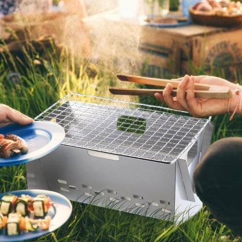 Portable Stainless Steel BBQ Grill Folding BBQ Grill Mini Pocket BBQ Grill Barbecue Accessories For Home Park Use
