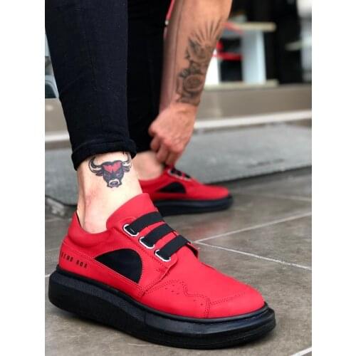 BA0004 Boa Thick Sole Step-in Style Casual Red Black Men 'S Shoes