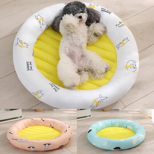 PP cotton Dog Bed Mat Cartoon Printing Cooling Comfortable Round Pet Sleeping Cushion for Summer