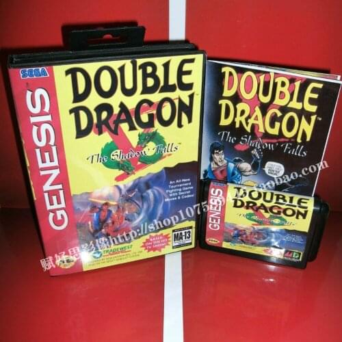 Sega MD game - Double dragon the shadow falls with Box and Manual for 16 bit Sega MD game Cartridge Megadrive Genesis system