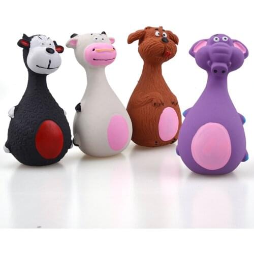 Cute Pet Toys Puppy Dog Latex Toys Sound Squeaky Cat Animal Chew Pets Rubber vocal Toys Elephant/Cow