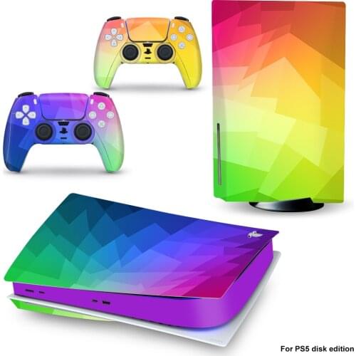 Colour Style PS5 Disc Edition Skin Sticker for Playstation 5 Console & 2 Controllers Decal Vinyl Protective Skins Style 1