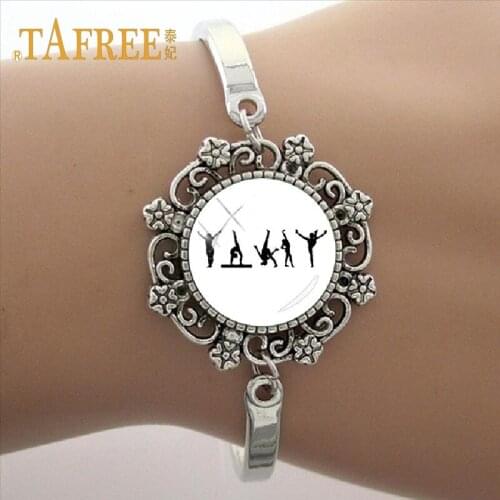 TAFREE fashion High Quality Bracelets love gymnastics Glass Gem Lace Charm Photo Jewelry New Fashion Design for women gift GY057