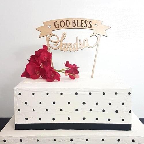 God Bless Cake Topper, Personalized God Bless Cake Topper,Baptism Cake Topper, Christening Cake Topper, Communion Cake Topper