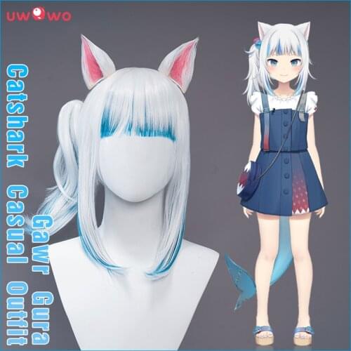 PRE-SALE UWOWO Virtual YouTuber Gawr Gura Catshark Casual Outfit Cosplay Wig With Ear