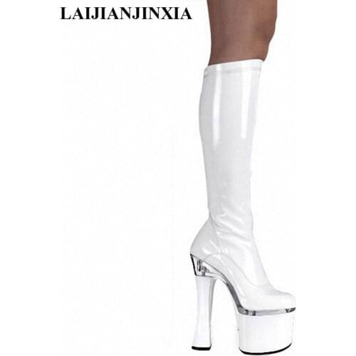 LAIJIANJINXIA New fashion 18cm high heels and sexy runway looks high boots steel tube dance shoes taking pictures Winter boots