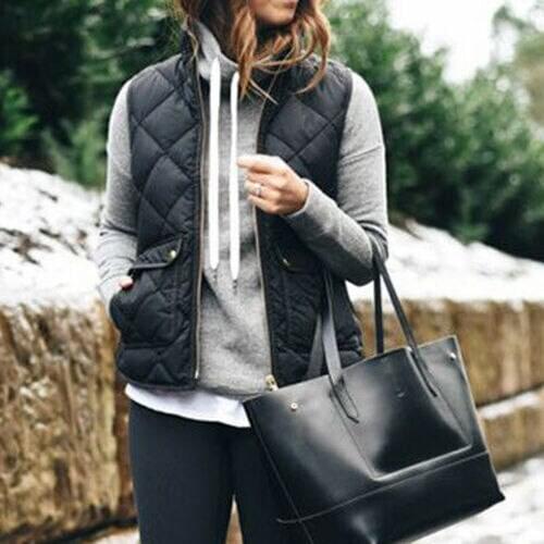 2020 New Fashion Women Casual Winter Sleeveless Plaid Zip Jacket Warm Waistcoat Black Brown Navy Blue Khaki Army Green hot