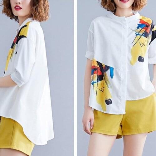 Summer Short Two Piece Set Women Hidden Breasted Loose Shirt Top + Yellow Wide Leg Mini Pants Female Work Wear Fashion Suits