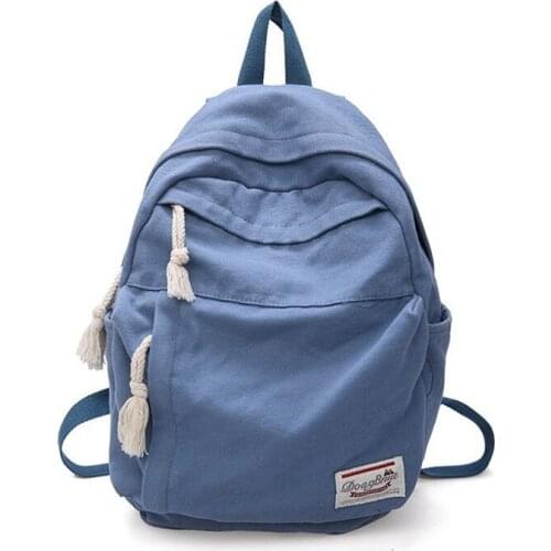 New Women Backpack Japan Style School Bags Soft Canvas Fabric Travel Backpack Bookbag for Teenage Girls Striped Small Backpack