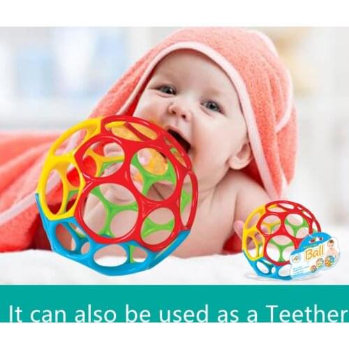 1pc Large Baby Rattles Develop Intelligence Grasping Gums Wave Ball Hand Bell Funny Bite Catch Hole Toys for Children Infant Toy