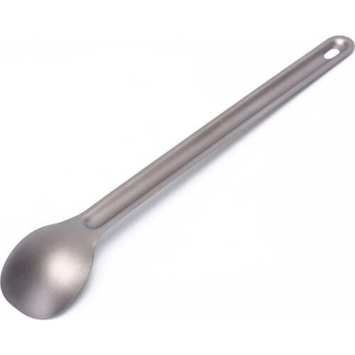 1PCS Titanium Spoon Titanium Fork Camping Spoon Outdoor Tableware Long-handled Titanium Spoon