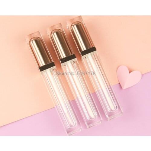 10/30/50pcs Square Rose Gold Lip Gloss Bottle,DIY Empty Cosmetic Lip Oil Refillable Tube, Liquid Lipstick Storage Container