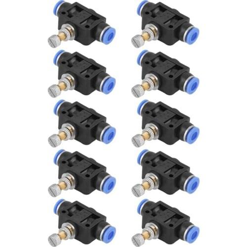 10 Pieces of Pneumatic Flow Valve Pneumatic Push-Connected Air Flow Control Valve Speed Controller 6mm