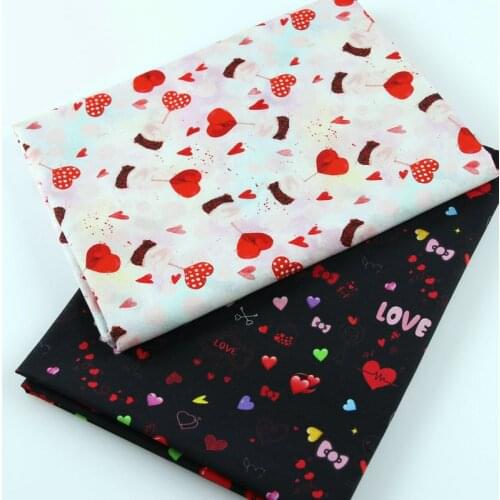 Heart Printed 100% Cotton Fabric For Sewing Baby Clothes Bedding Set DIY Patchwork Needlework Doll Quilt Material Handbag Tissue