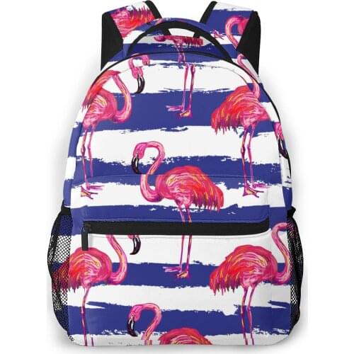 2021 OLN Travel Backpacks Exotic Pink Flamingo Birds Girl Backpack For Women Large Capacity School Bag For Teenage