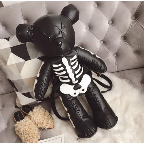 2021 Fashion Skeleton Bear Female Backpack Punk Style School Bags Designer Backpacks for Adolescent Girls Gifts