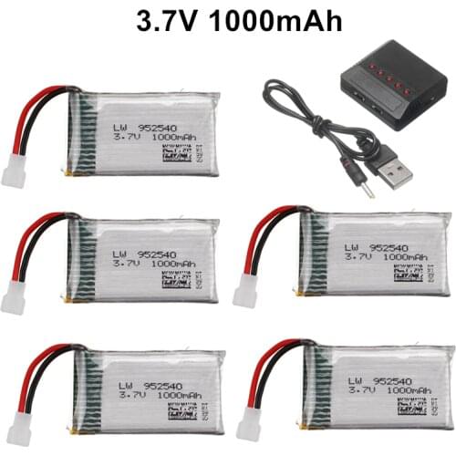 3.7V 1000mAh 952540 Lipo Battery + Charger for Syma X5 X5C X5SC X5SW TK M68 MJX X705C SG600 KY601 RC Quadcopter Drone Spare Part