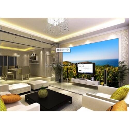 3D custom large picture wallpaper, sunflower seaside scenery papel DE parede, living room bedroom TV wall contact paper