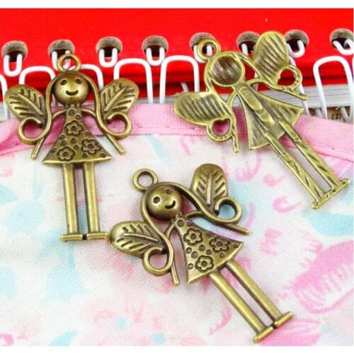 40pcs 24*37MM Antique Bronze Plated Angel Charms Pendant DIY Handmade Jewelry Accessories