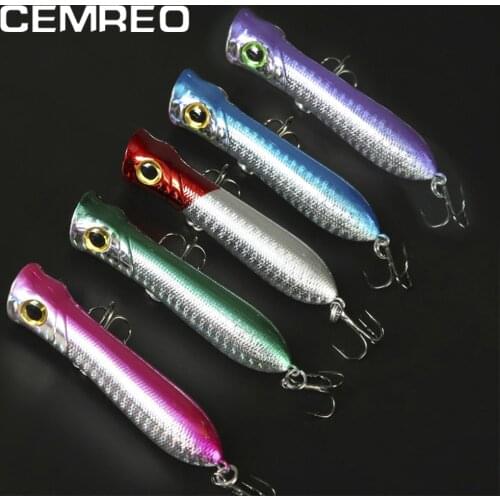5pcs CEMREO Hard Fishing Bait Popper Lure 75mm 12g 5 Colors Water Surface Floating Top Water Fishing Tackle Articulos De Pesca