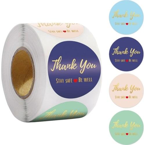 500pcs Colorful Round Labels Thank You Paper Packaging Wrapping Sticker Candy Bags Dragee Gift Box Wedding Party Flower Stickers