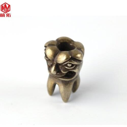 1PC EDC Paracord Beads Lucky Teeth Wisdom Teeth Retro Brass Copper Oxide Umbrella Rope Cord Lanyard Pendants Knife Beads