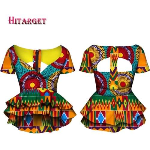 New Dashiki African Clothing For Women Bazin Riche Summer Sexy V-Neck Crop Top Shirts Ankara African Clothing WY067
