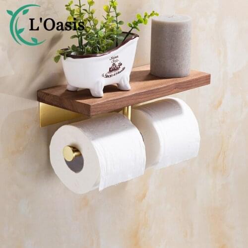 Bathroom Punch-Free Wooden Paper Towel Holder Toilet Walnut Paper Towel Holder Bathroom Roll Holder Paper Towel Hook