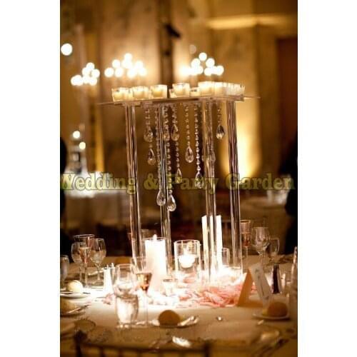 Hot 50cm Tall Crystal Table Centerpiece Rectangle flower stand Wedding Decoration