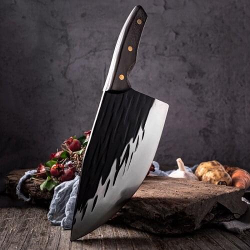 Forged Cleaver Kitchen Knife Set Camping Chopping Slicing Knives Hand Forging Slaughtering Cutter Boning Peeling Splitting Tools
