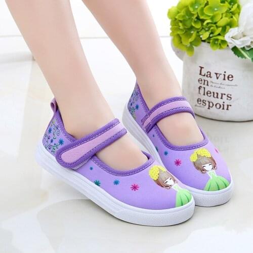 Spring Autumn New Children Canvas Casual Shoes Kids Lovely Cartoons Flat Shoes Soft Comfortable Baby Girls Princess Sneakers