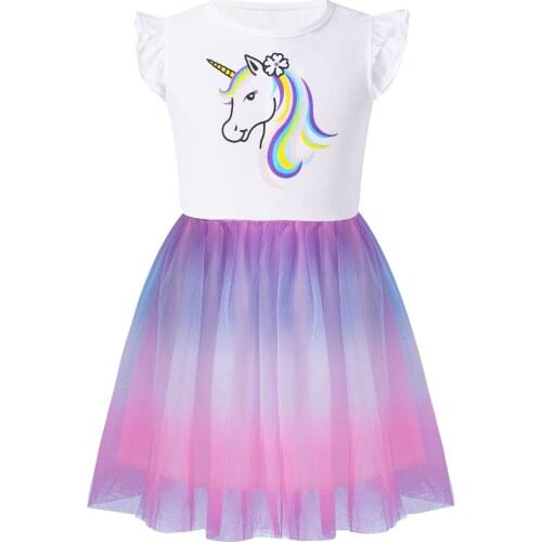 2021 Cartoon Girl Summer Dress For 1 2 3 5 6 Years Girls Clothing Kids Birthday Party Princess Costume Children Mesh Tutu Dress