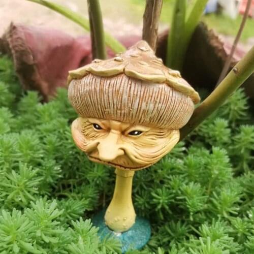 Miniature Happy Mushrooms for Fairy Garden Yard Lawn Ornament Funny Face Statue