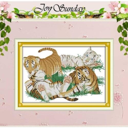 Four Tigers Counted Cross Stitch 11CT 14CT Cross Stitch Set Wholesale DIY animals Cross-stitch Kit Embroidery Needlework
