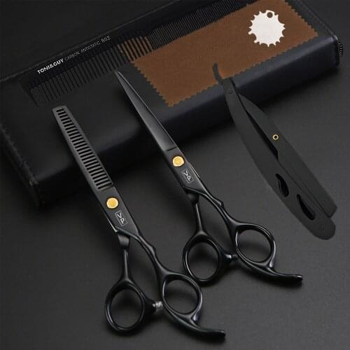 Japan Steel 6.0 Inch Professional Hairdressing Scissors Hair Barber Scissors Set Cutting Shears Thinning Scissors Haircut Razor