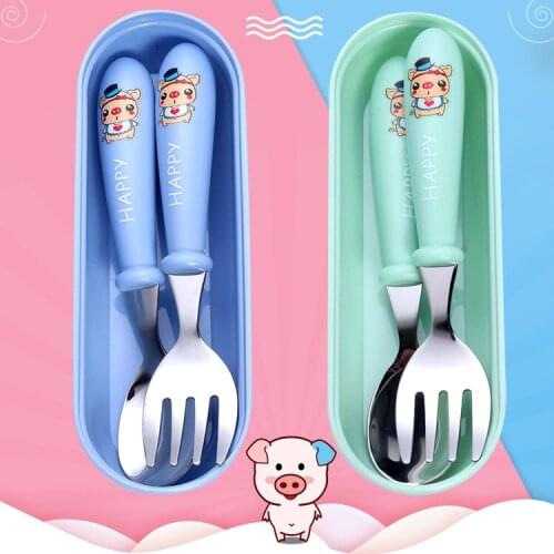304 Stainless Steel Childrens Cartoon Tableware Set Spoon Fork Portable Childrens Spoon Fork Cultery Set