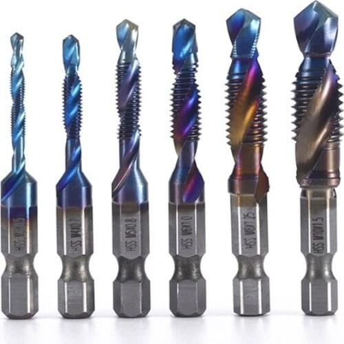 Drill Tap Bits Set HSS Combination Drill & Tap Bit Set Screw Tapping Bit Tool Hex Shank Tool Kit Metric Thread