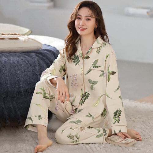 2020New Spring and Autumn Home Service Women Pajamas Long Sleeve Pajamas Sleepwear Pijamas Women Sleep Tops Night Gown
