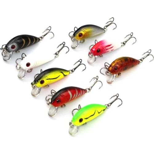 New 8PCS 3.5G 5CM Crank Bait Fishing Lures Minnow Hard Bait Plastic Fish Crankbaits Peche Pesca Isca Artificial with VCM 3 Hook