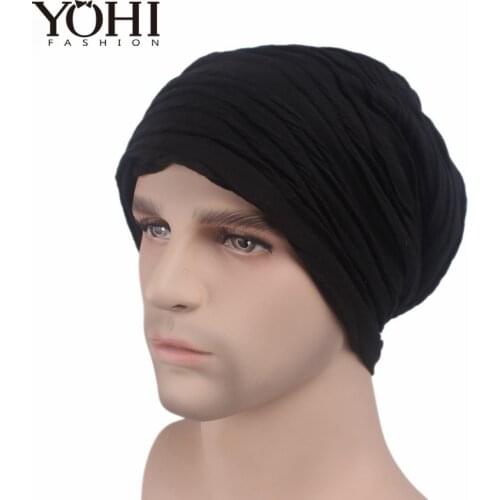 Autumn and winter men and women cotton wavy striped headgear earmuffs pile of hats Turban Hats Caps Hijab headscarf hat