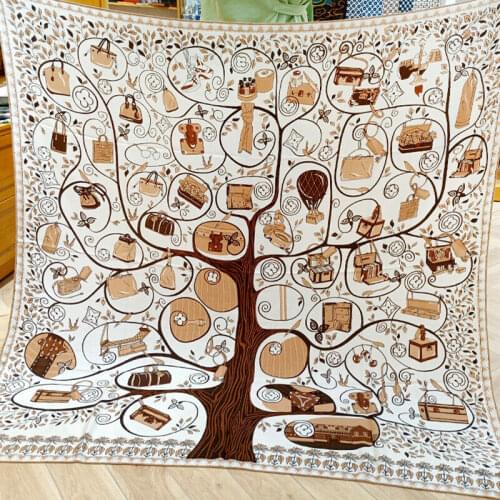 70% Cashmere 30% Silk Scarf Women Fashion Bag Tree Shawl Stole Winter Warm Elegant Headscarf Kerchief Bandana 135*135cm